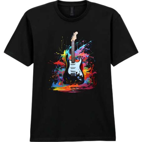 Póló színes gitármintával